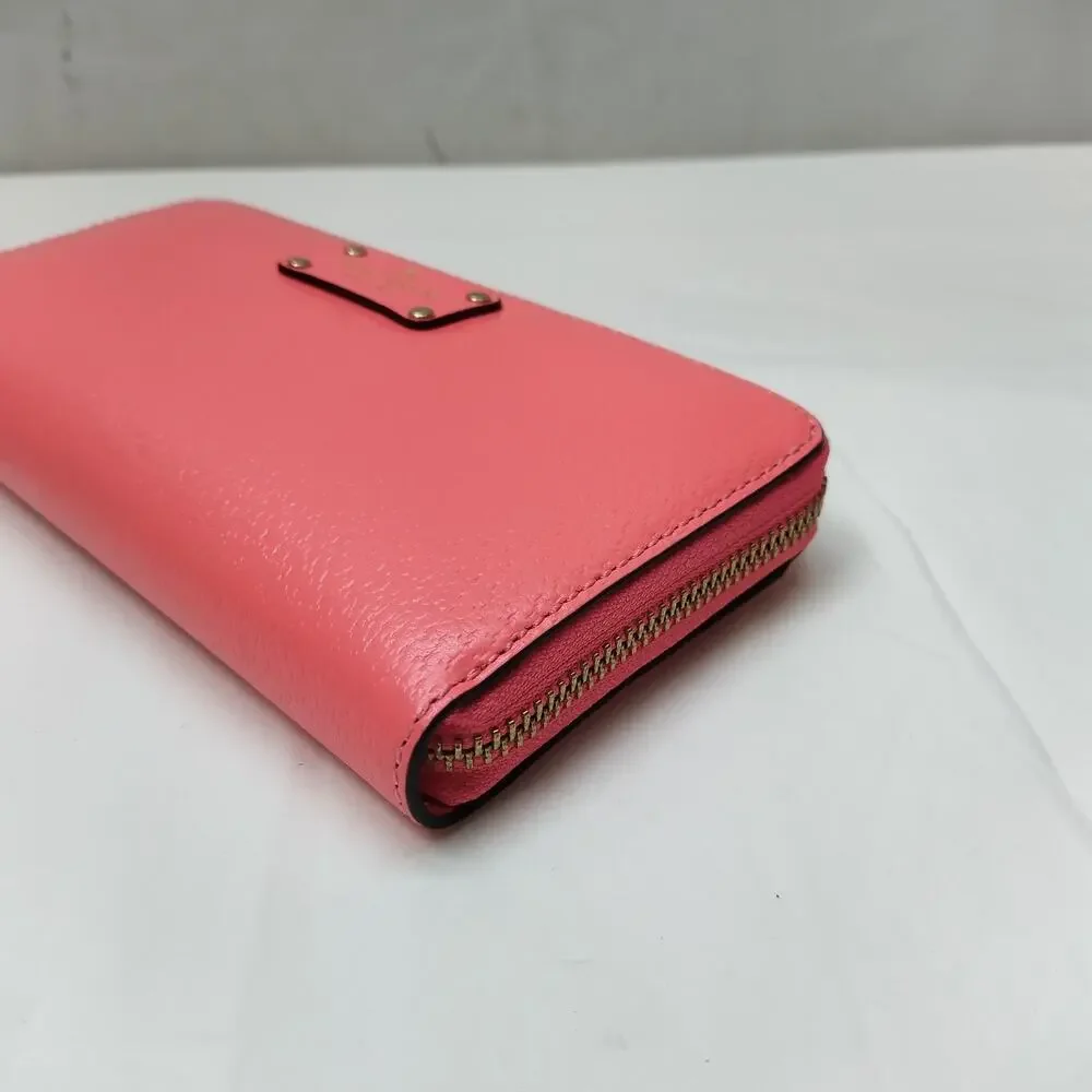 Kate Spade Pink Leather Zip Around Credit Card Wallet
